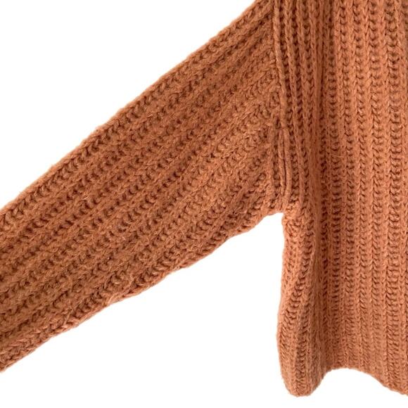 Free People Fluffy Fox Wool Alpaca Papaya Sweater Size Medium Rust Orange - Picture 4 of 9